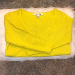 Forever21 knitted yellow v-neck sweater